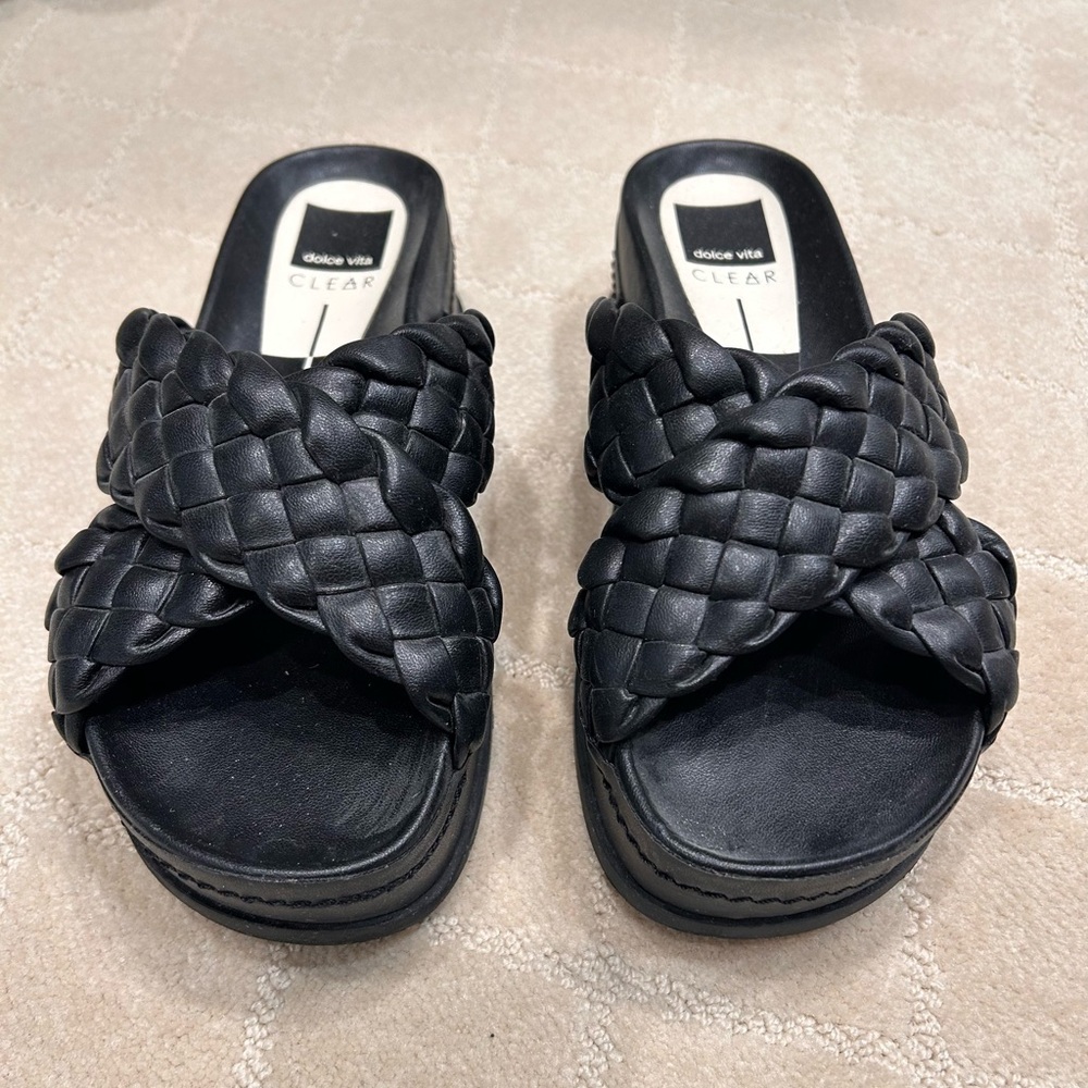 Dolce Vita Black Woven Mules
